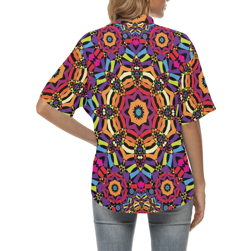 Kaleidoscope Pattern Print Design 01 Women's Hawaiian Shirt