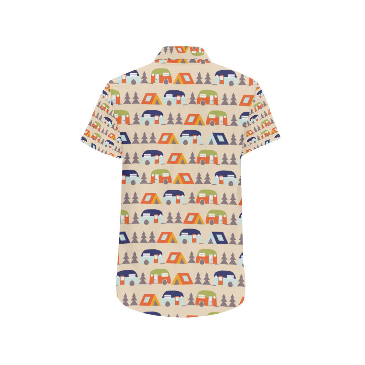 Camper Tent Pattern Print Design 03 Men's Short Sleeve Button Up Shirt