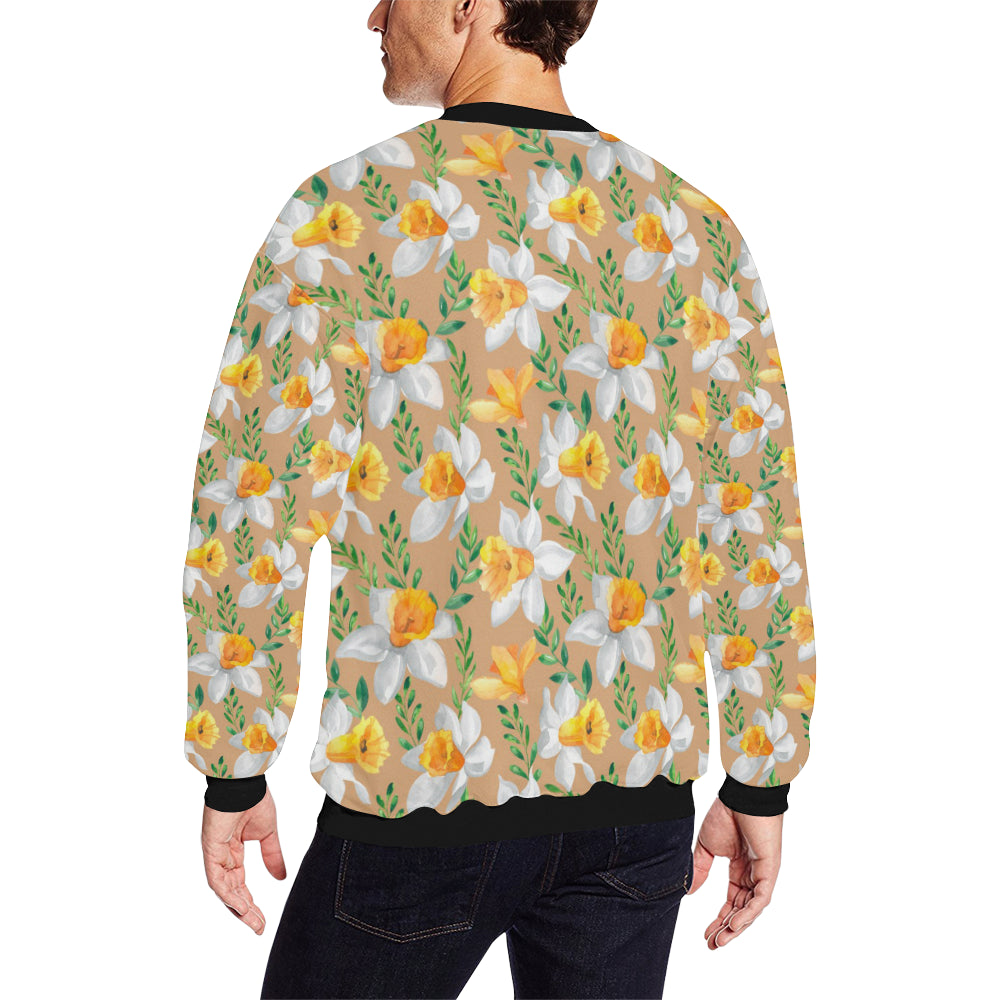 Daffodils Pattern Print Design DF04 Men Long Sleeve Sweatshirt