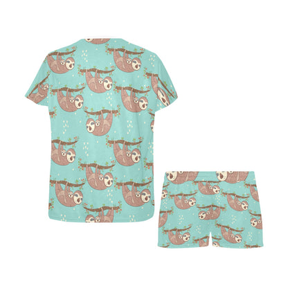 Sloth Print Design LKS302 Women's Short Pajama Set