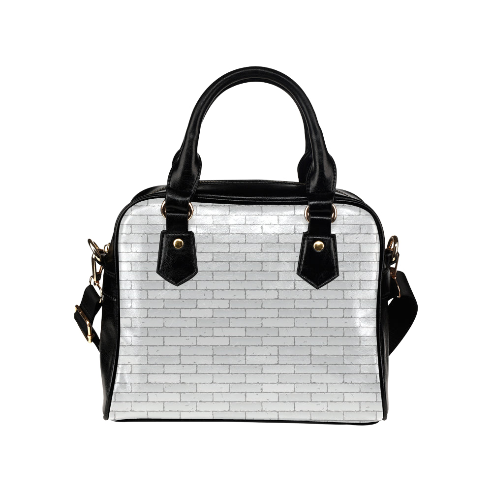 Brick White Pattern Print Design 03 Shoulder Handbag