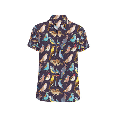 Bird Cute Print Pattern Men's Short Sleeve Button Up Shirt