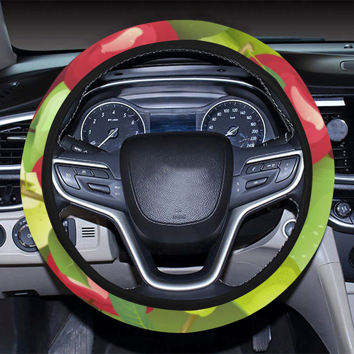 Apple Pattern Print Design AP03 Steering Wheel Cover with Elastic Edge