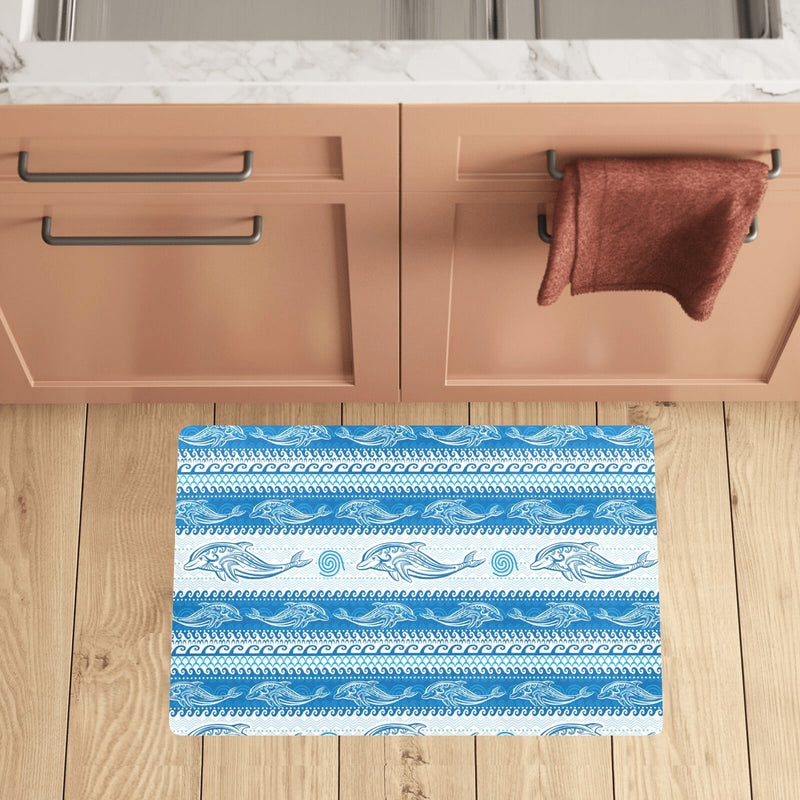 Dolphin Tribal Print Pattern Kitchen Mat