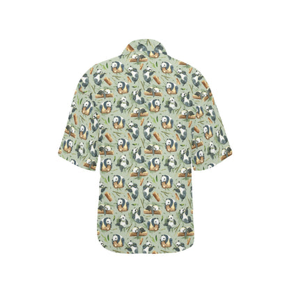 Panda Bear Design Bamboo Print Women's Hawaiian Shirt