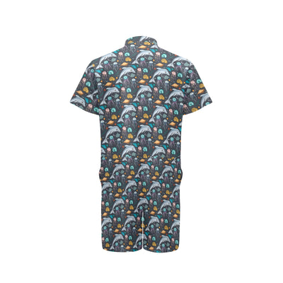 Underwater Dolphin Print Design LKS304 Men's Romper