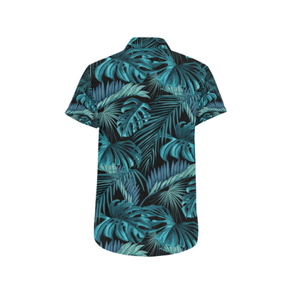 Palm Leaf Pattern Print Design A03 Men's Short Sleeve Button Up Shirt