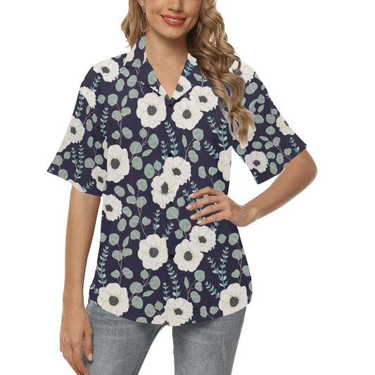 Anemone Pattern Print Design AM01 Women's Hawaiian Shirt