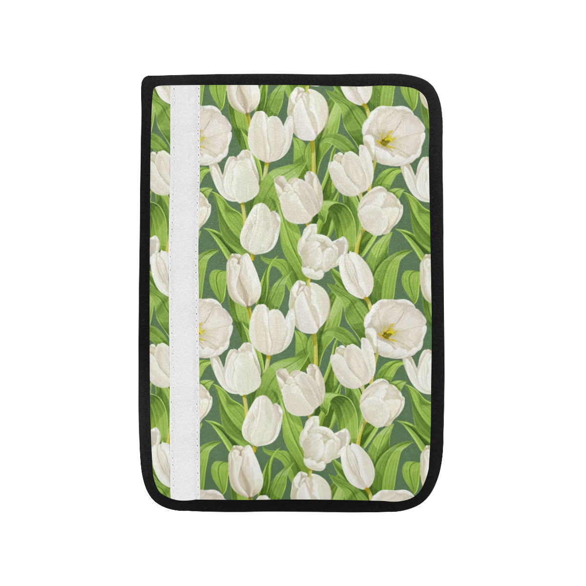 Tulip White Pattern Print Design TP05 Car Seat Belt Cover