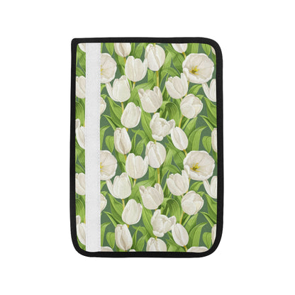 Tulip White Pattern Print Design TP05 Car Seat Belt Cover