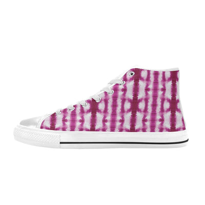 Tie Dye Dark Pink Print Design LKS303 High Top Women's White Shoes