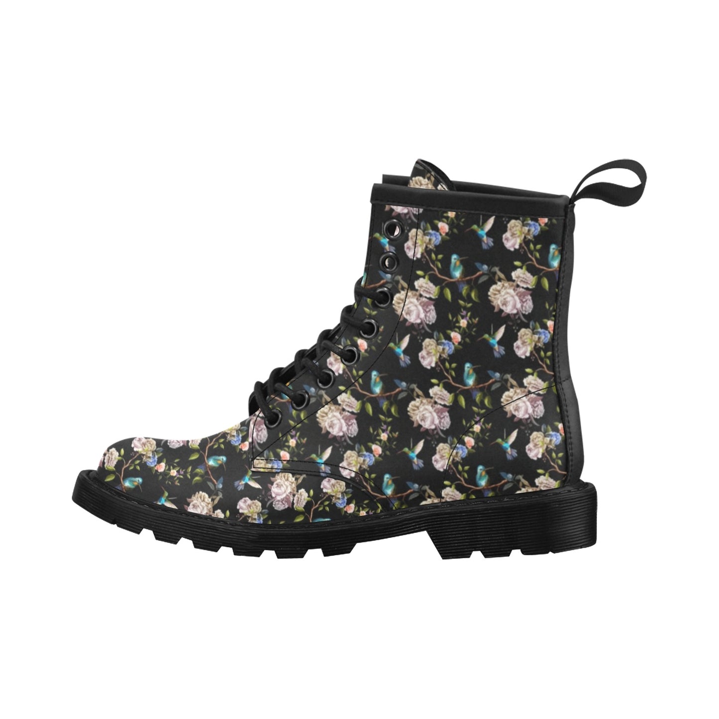 Hummingbird Flower Themed Print Women's Boots