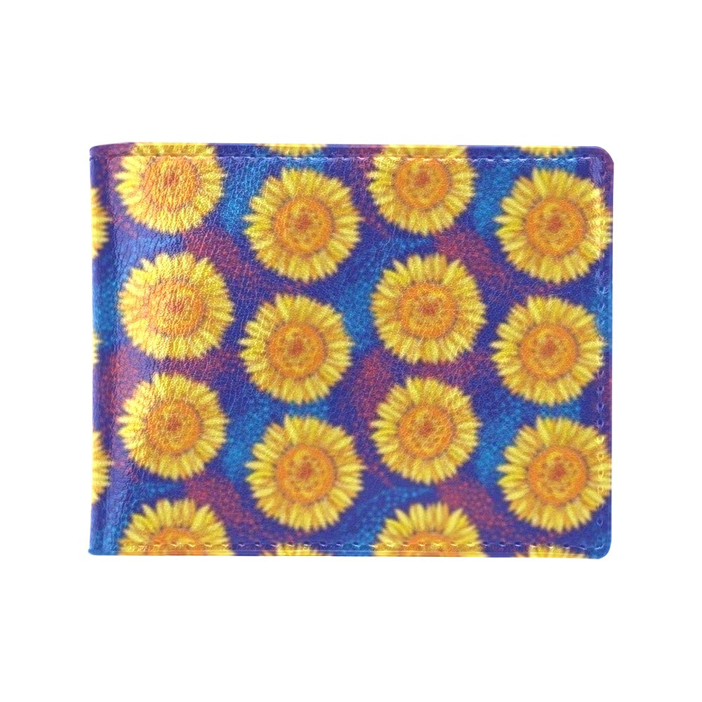 Sunflower Hand Drawn Style Print Men's ID Card Wallet