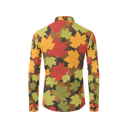 Maple Leaf Pattern Print Design 05 Men's Long Sleeve Shirt