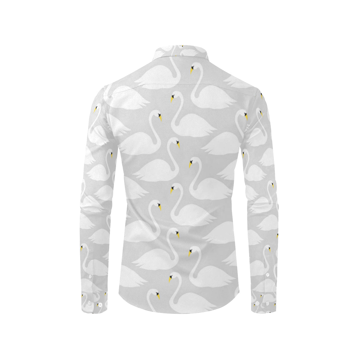 Swan Pattern Print Design 02 Men's Long Sleeve Shirt