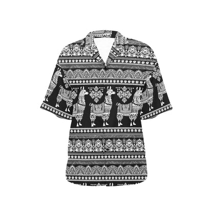 Llama Aztec Style Pattern Print Design 01 Women's Hawaiian Shirt