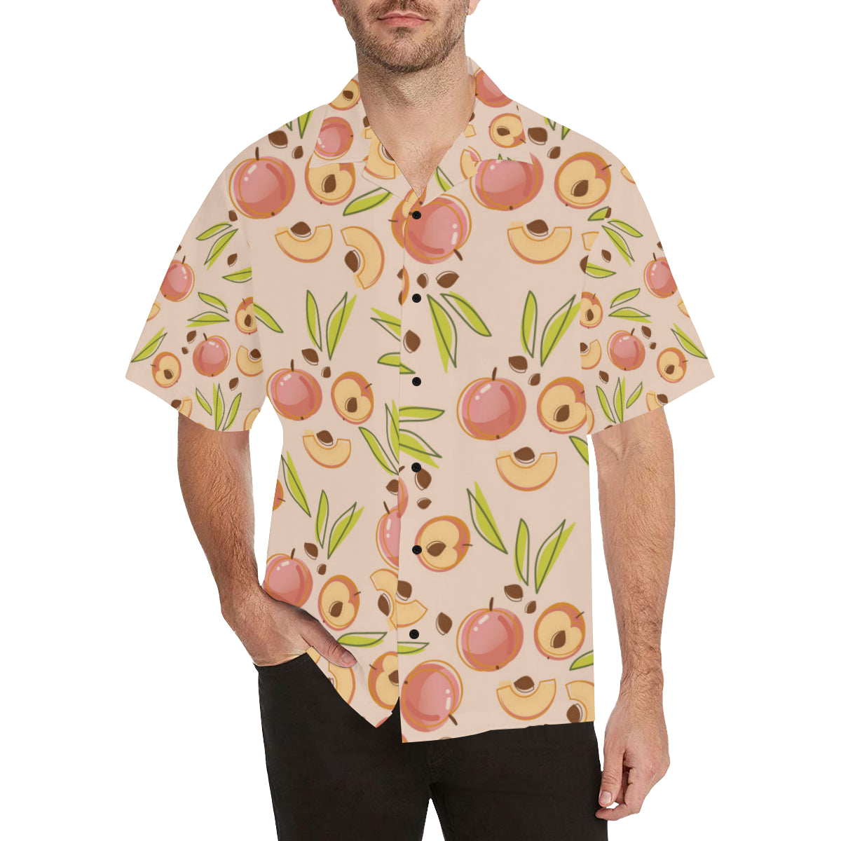 Peach Pattern Print Design A01 Men's Hawaiian Shirt