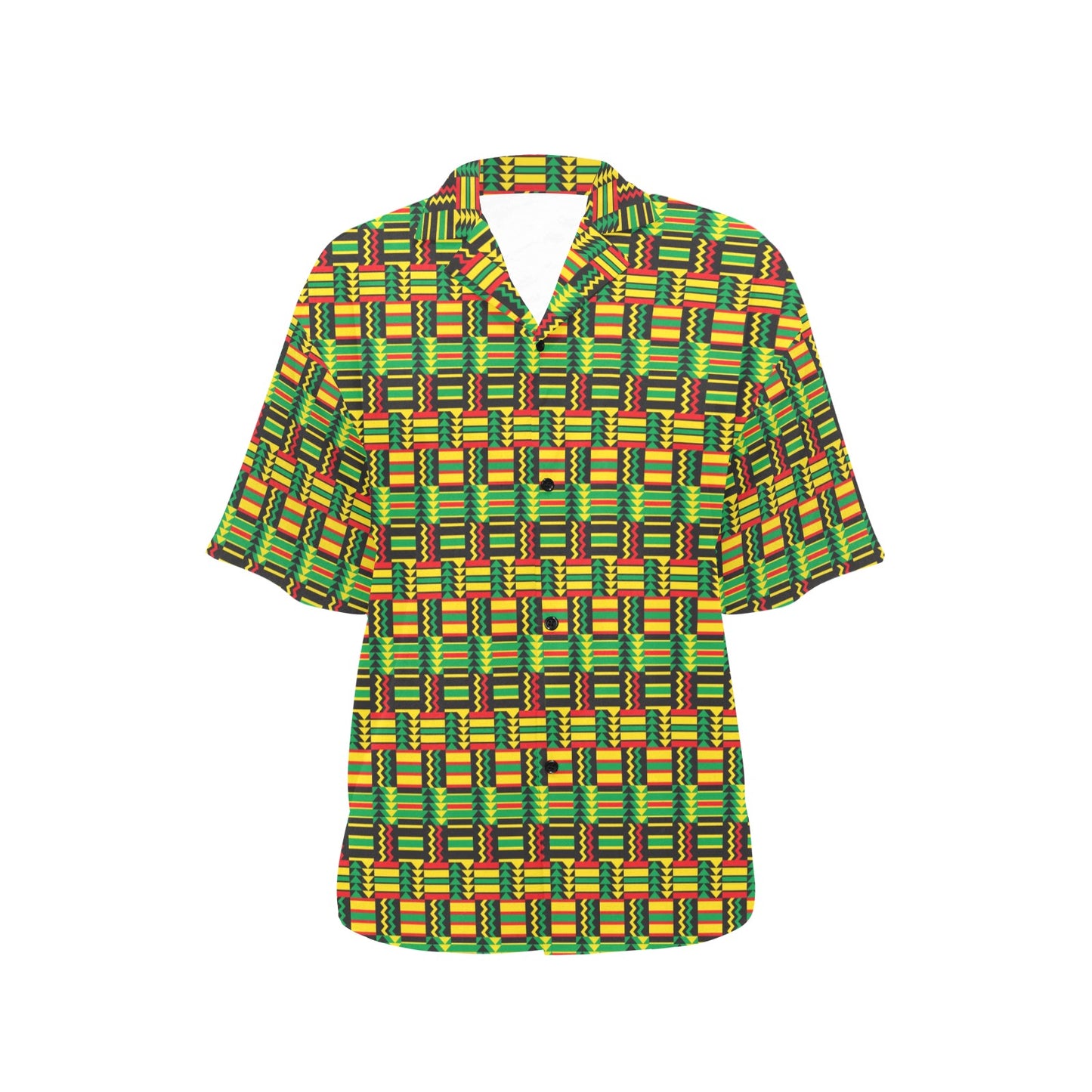 African Zip Zag Print Pattern Women's Hawaiian Shirt