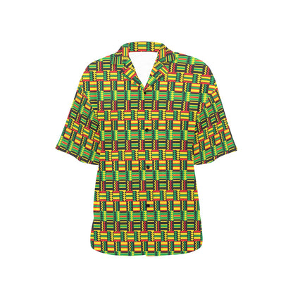 African Zip Zag Print Pattern Women's Hawaiian Shirt