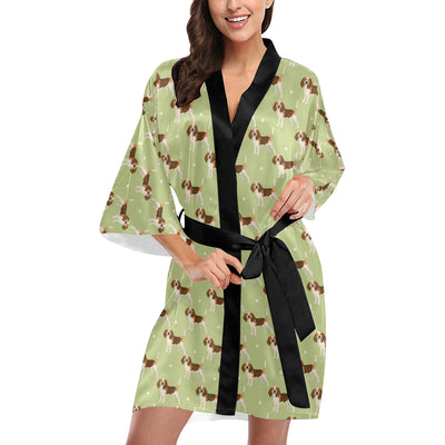 Beagle Pattern Print Design 07 Women's Short Kimono