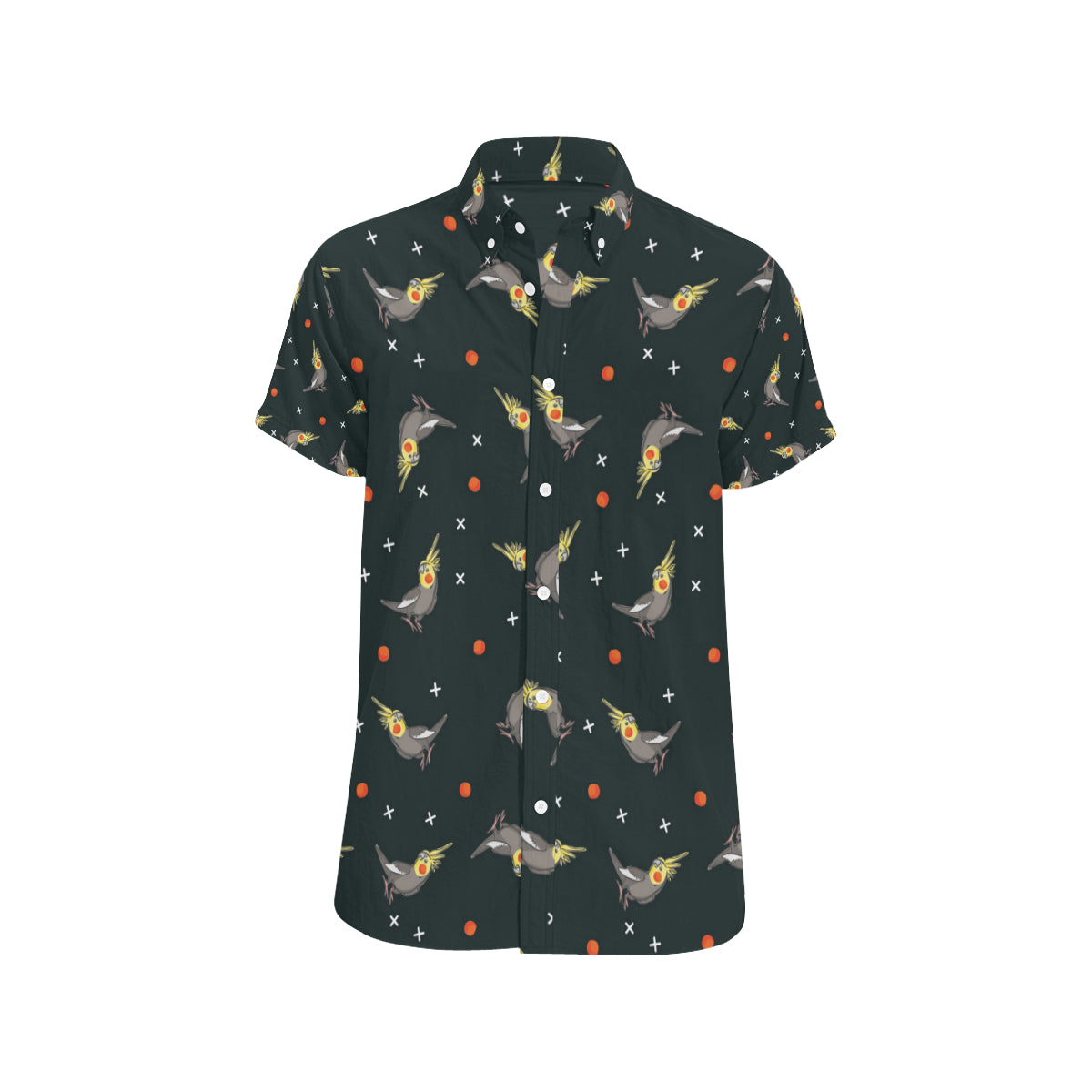 Cockatiel Pattern Print Design 02 Men's Short Sleeve Button Up Shirt