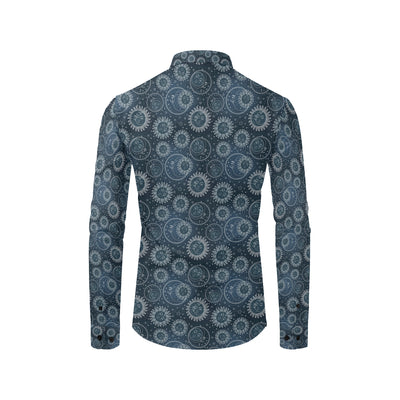 Sun Moon Tattoo Design Themed Print Men's Long Sleeve Shirt