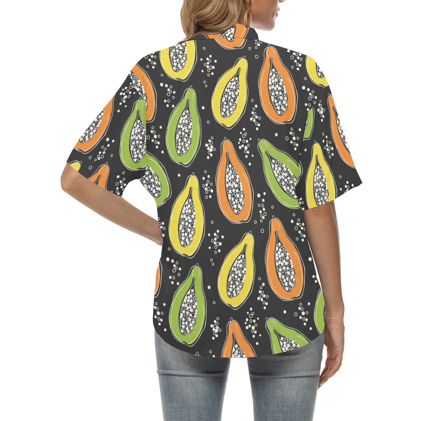Papaya Pattern Print Design PP05 Women's Hawaiian Shirt