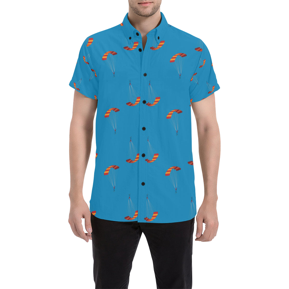 Paratrooper Pattern Print Design A01 Men's Short Sleeve Button Up Shirt