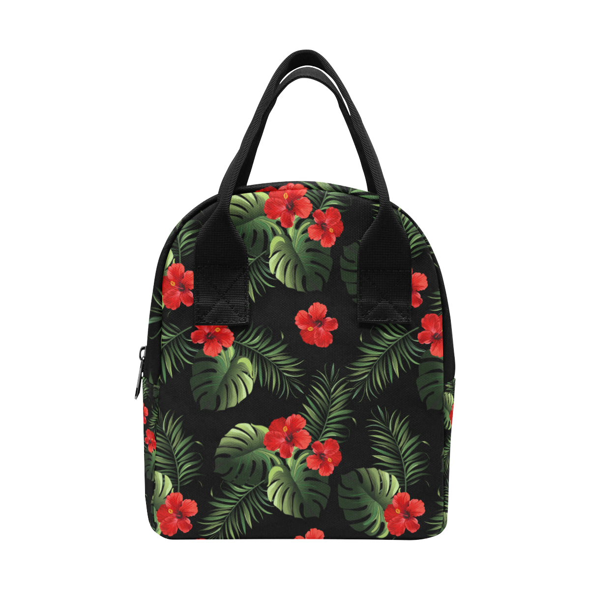 Red Hibiscus Tropical Insulated Lunch Bag