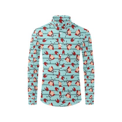 Ladybug Happy Print Pattern Men's Long Sleeve Shirt