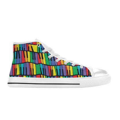 Piano Print Design LKS402 High Top Women's White Shoes