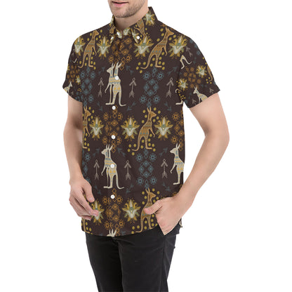Kangaroos Pattern Print Design 03 Men's Short Sleeve Button Up Shirt
