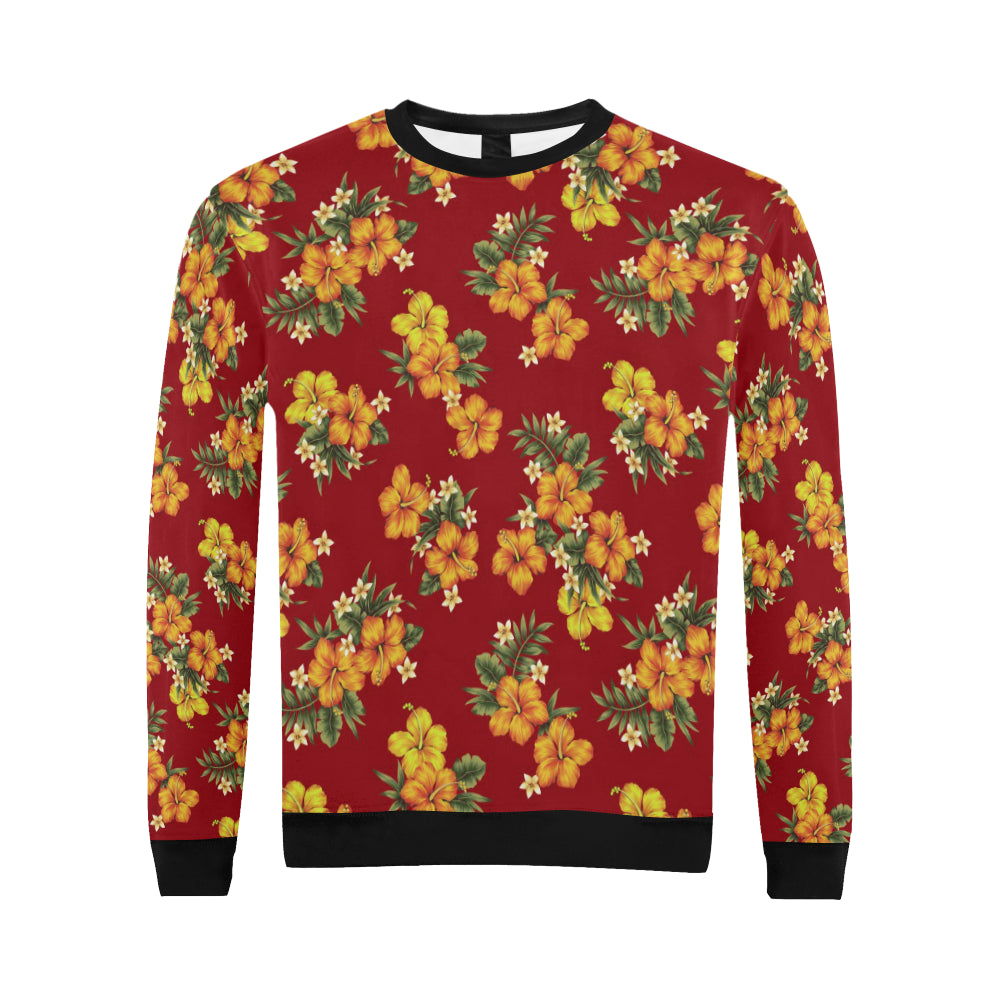 Orange Hibiscus Pattern Print Design HB026 Men Long Sleeve Sweatshirt
