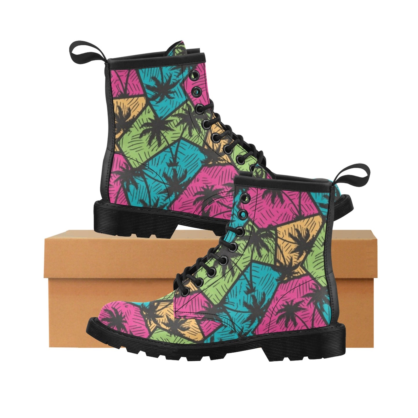 Palm Tree Pattern Print Design PT09 Women's Boots