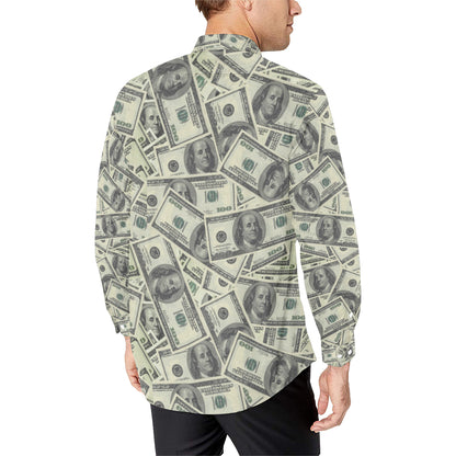 Dollar Pattern Print Design DO02 Men's Long Sleeve Shirt