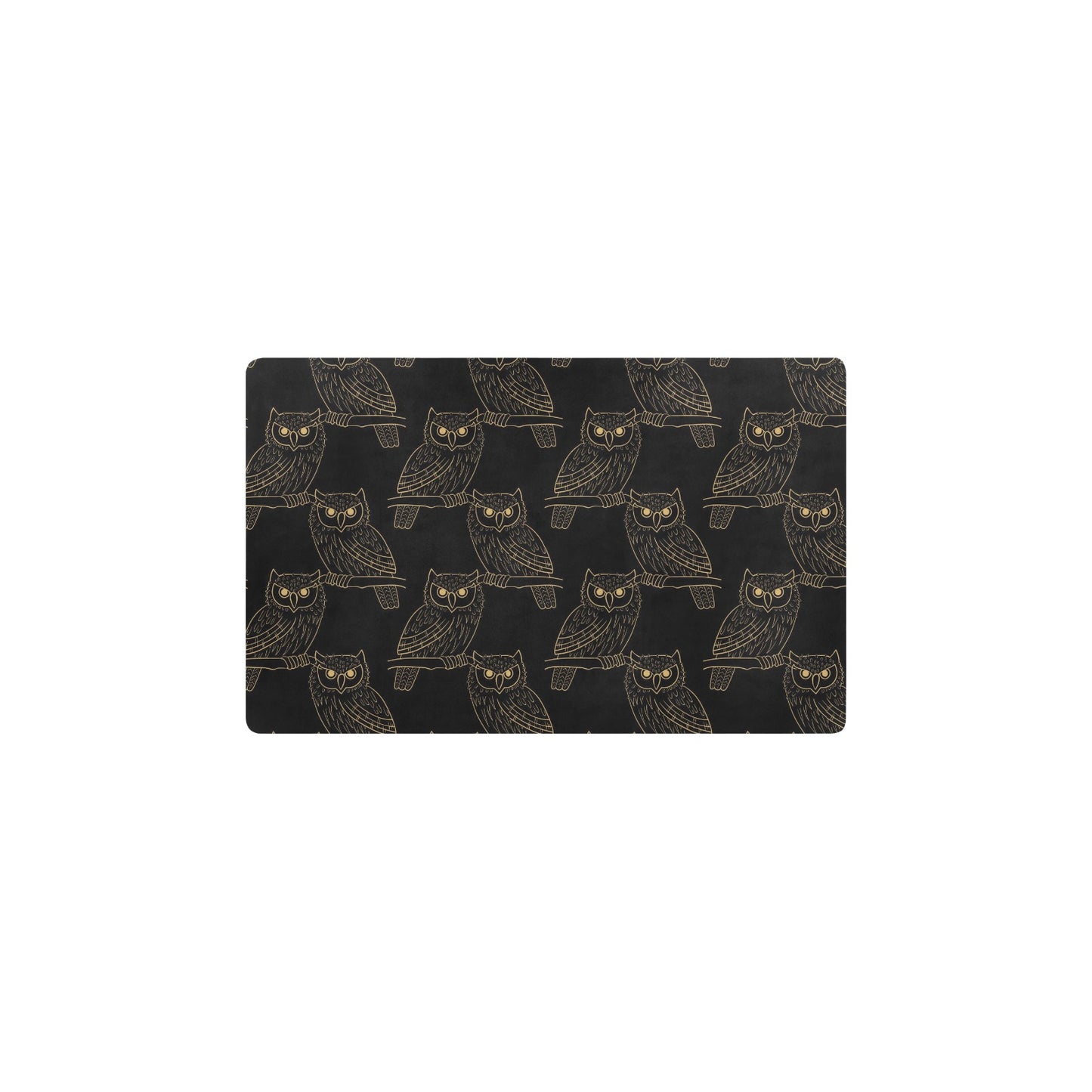 Gold Owl Pattern Kitchen Mat