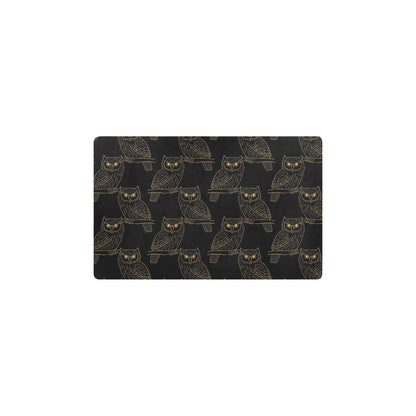 Gold Owl Pattern Kitchen Mat
