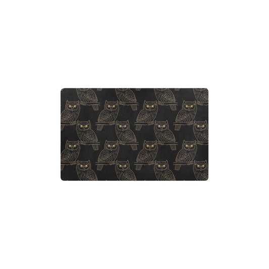 Gold Owl Pattern Kitchen Mat