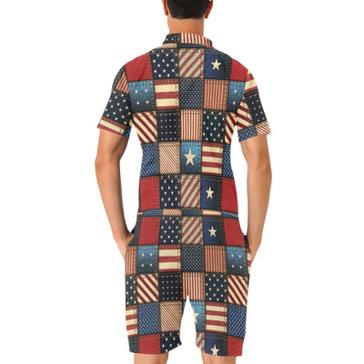 American flag Patchwork Design Men's Romper