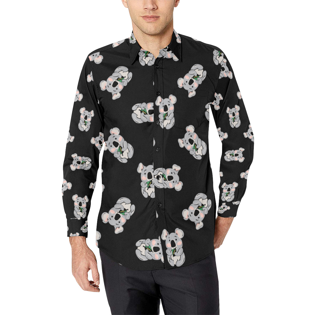 Koala Pattern Print Design 05 Men's Long Sleeve Shirt