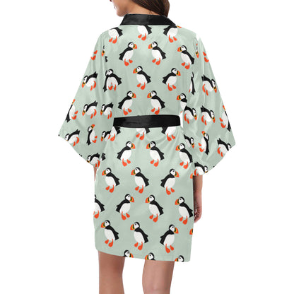 Puffin Pattern Print Design A03 Women's Short Kimono