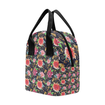 Dahlia Pattern Print Design DH02 Insulated Lunch Bag
