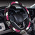 Pink Rose Skull Themed Print Steering Wheel Cover with Elastic Edge