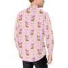 Giraffe Cute Pink Polka Dot Print Men's Long Sleeve Shirt