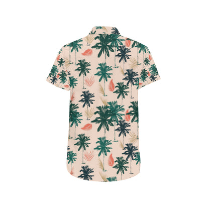 Palm Tree Pattern Print Design PT014 Men's Short Sleeve Button Up Shirt