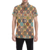 Boho Pattern Print Design 07 Men's Short Sleeve Button Up Shirt