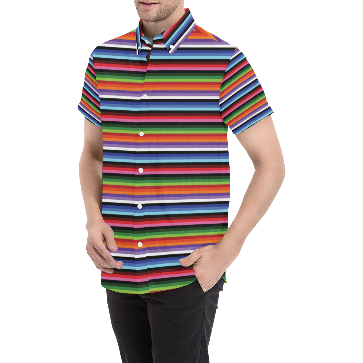 Serape Design Men's Short Sleeve Button Up Shirt