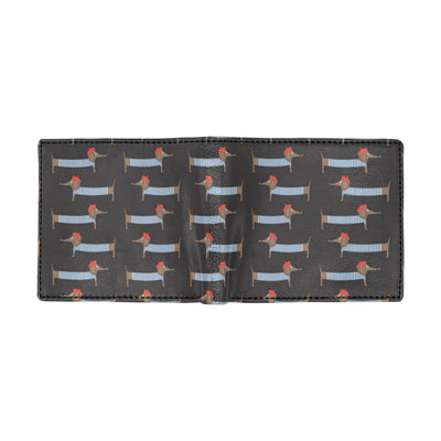 Dachshund Pattern Print Design 04 Men's ID Card Wallet