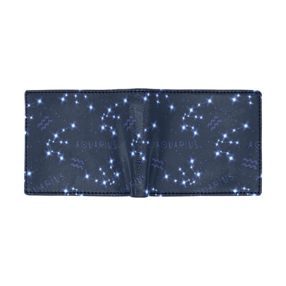 Aquarius Zodiac Pattern Print Design 02 Men's ID Card Wallet