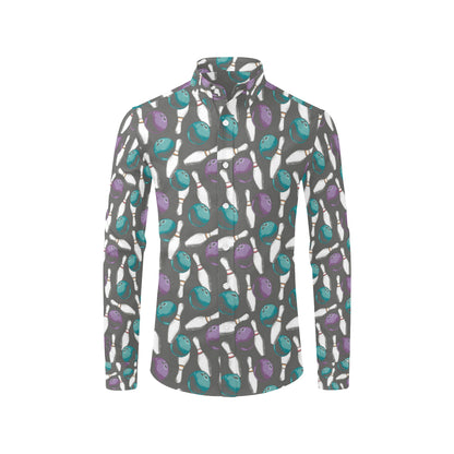 Bowling Pattern Print Design 03 Men's Long Sleeve Shirt